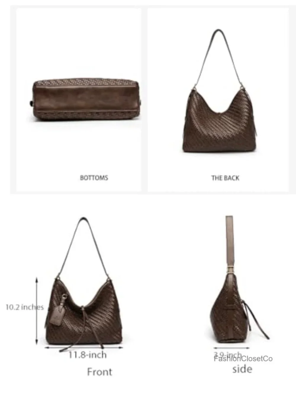 Woven Leather Shoulder Bag Hobo Tote Crossbody Bag